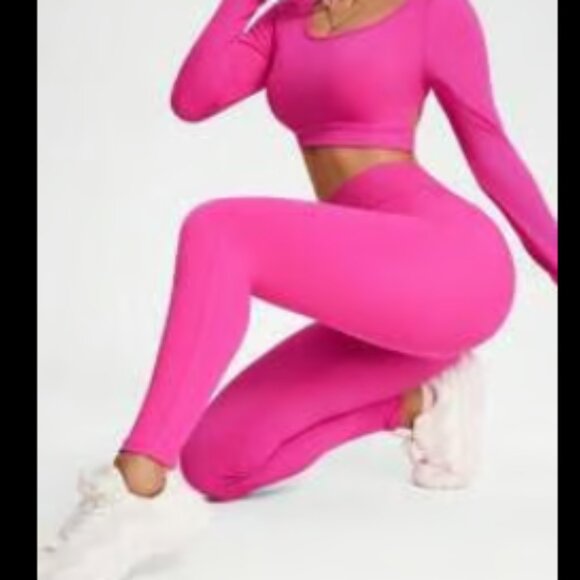 Leggings and Long Sleeve Crop Top Matching Set - Picture 3 of 6